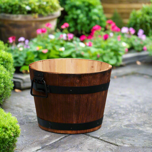 Small Burntwood Barrel Planter