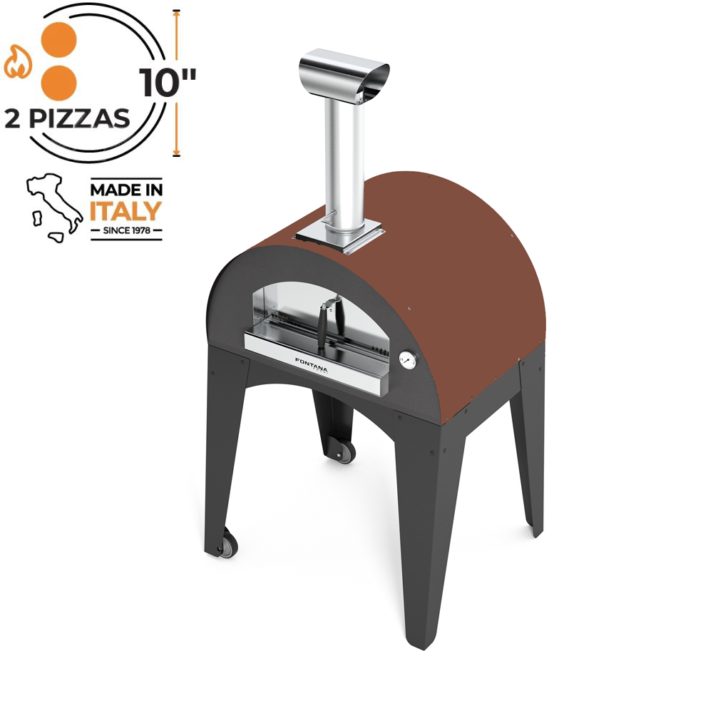 Fontana Lorenzo Rosso Wood Pizza Oven with Trolley