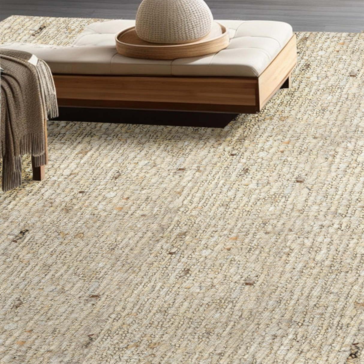 Zola Wool Hand Carded Beige Rug