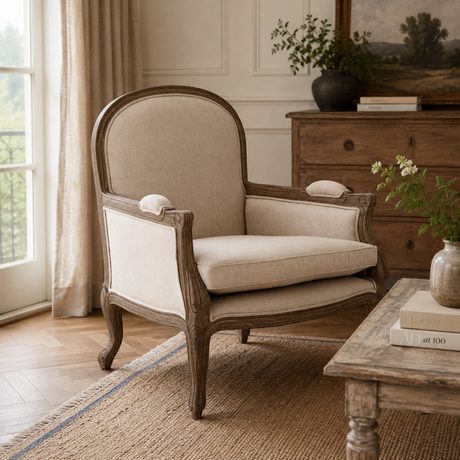 Vienne beige armchair n a cosy traditional room setting