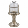 Industrial-style table lamp with a ribbed clear glass dome shade and a brushed metal base in a silver finish, shown on a plain white background.