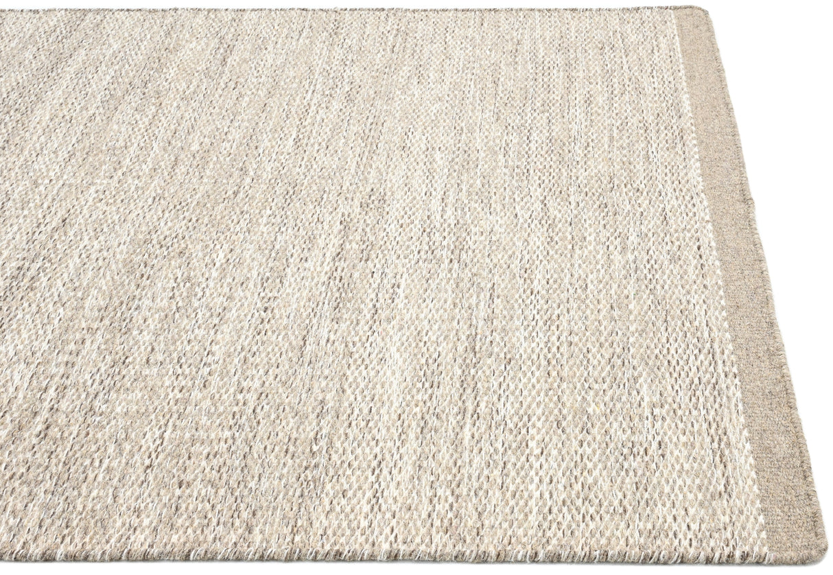 Tira Hand Woven Beige Woollen Dhurrie