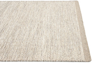 Tira Hand Woven Beige Woollen Dhurrie