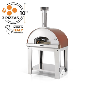 Fontana Mangiafuoco Rosso Wood Pizza Oven Including Trolley