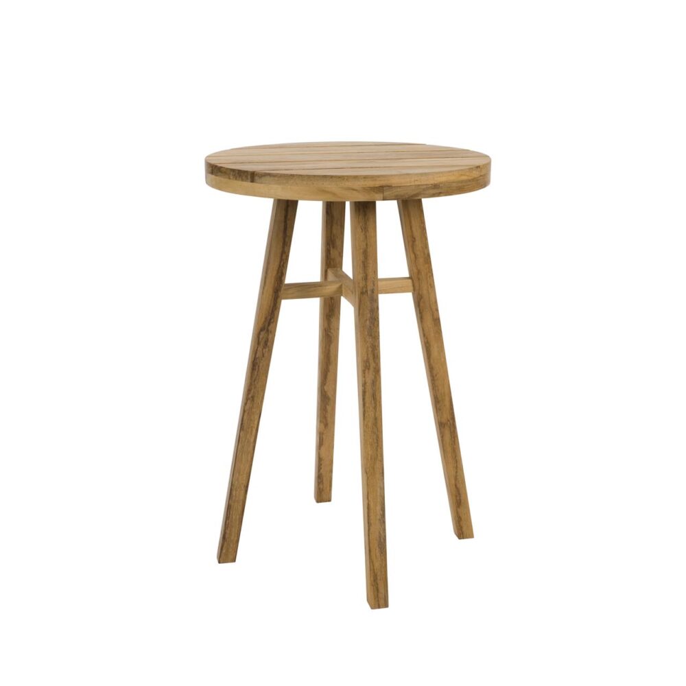 Wooden side table on a white background