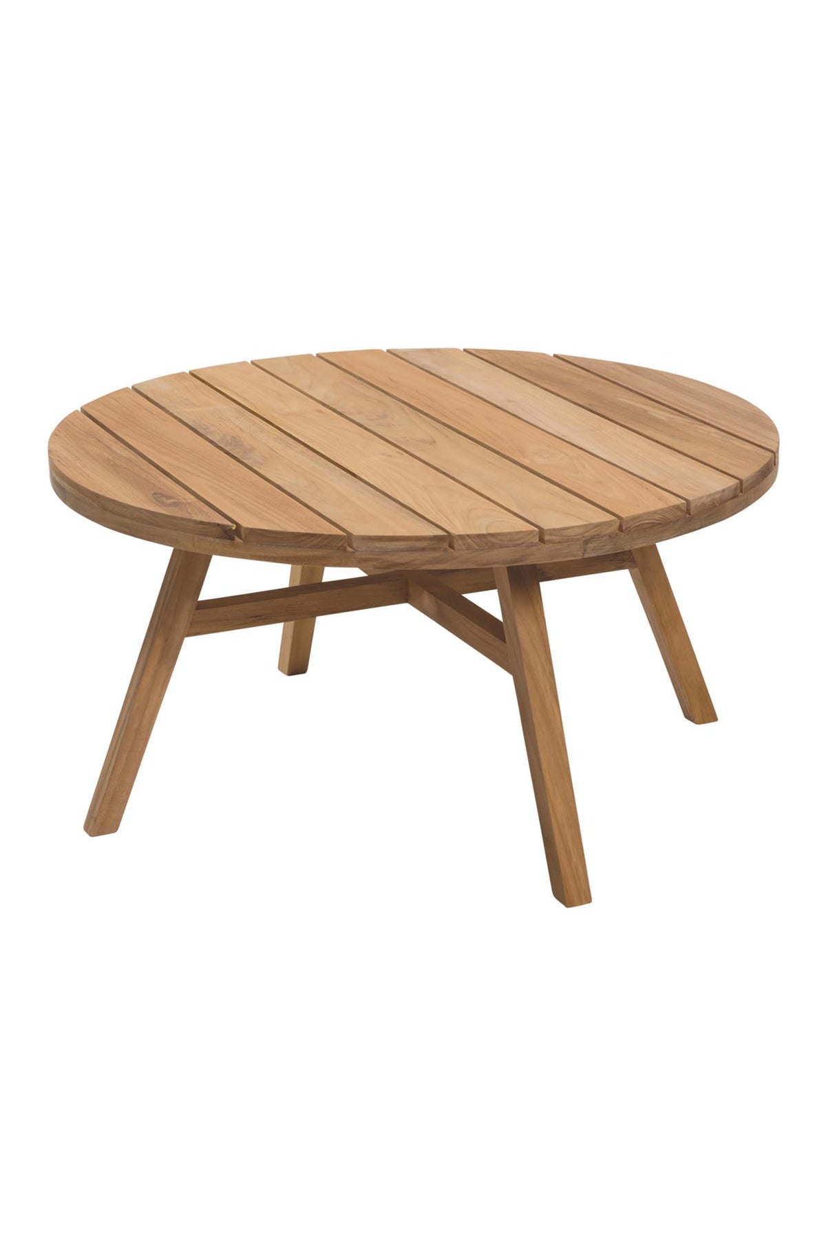 Wooden round table on a white background