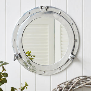 Silver Metal Port Hole Mirror, 40cm