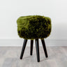 Sheepskin Wood Stool With Black Legs