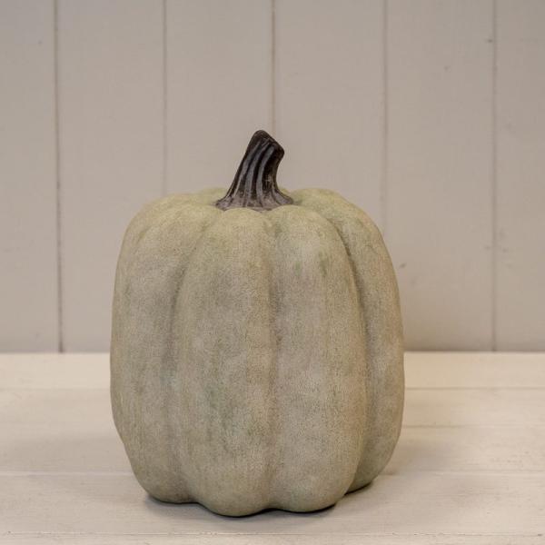 Dusty Green Large Ceramic Jack O'Lantern Pumpkin Ornament