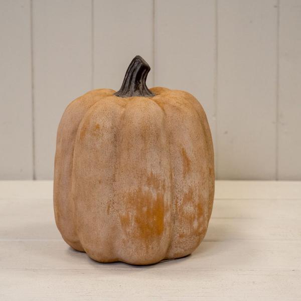 Pale Orange Large Ceramic Jack O'Lantern Pumpkin Ornament