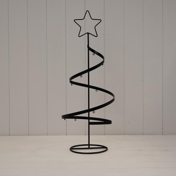 Black Metal Spiral Tree Ornament with Star Topper