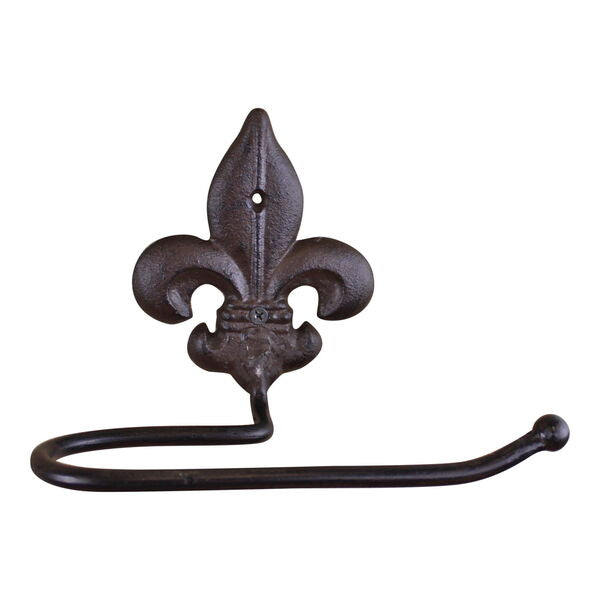 Fleur de Lis Cast Iron Rustic Toilet Roll Holder