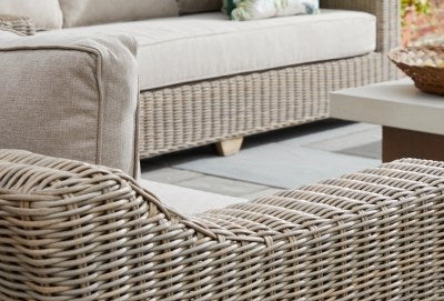 Capri Collection Outdoor Large Corner Set With Riser Table And 2 Stools