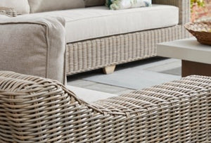 Capri Collection Outdoor Large Corner Set With Riser Table And 2 Stools