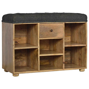 Black Tweed Shoe Storage Bench