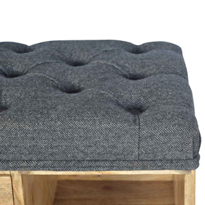 Black Tweed Shoe Storage Bench