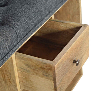 Black Tweed Shoe Storage Bench
