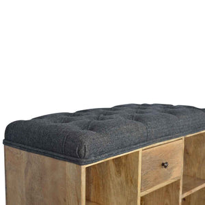 Black Tweed Shoe Storage Bench