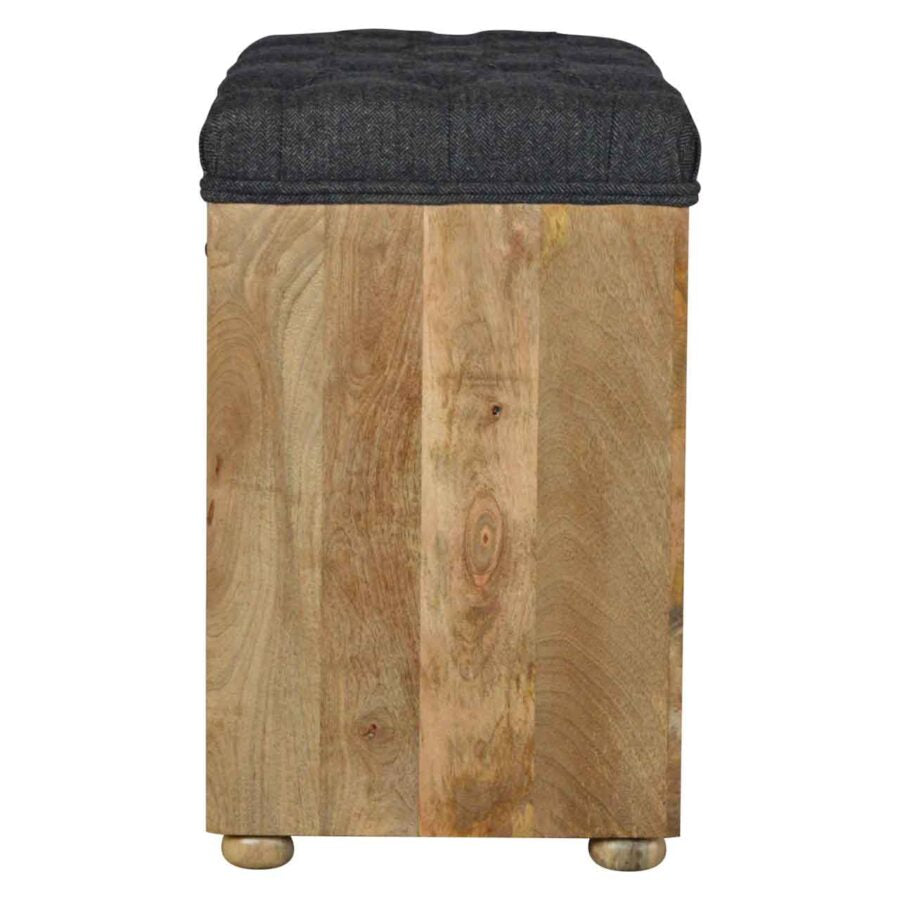 Black Tweed Shoe Storage Bench