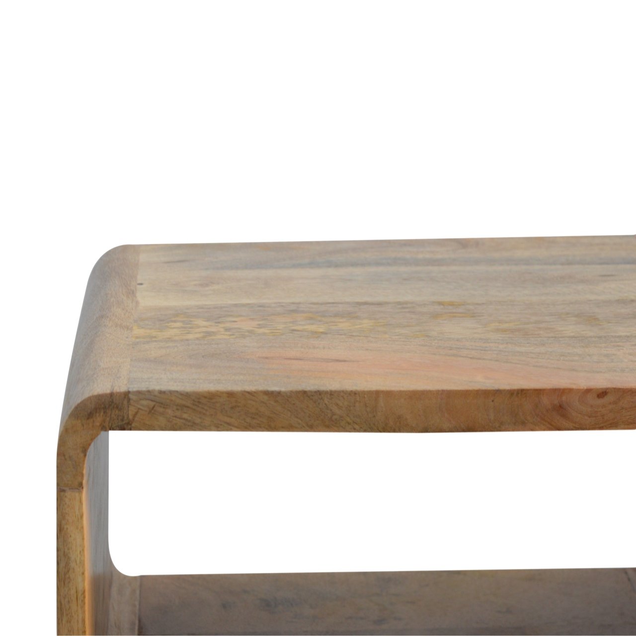Curved Oak-ish Open Bedside Table