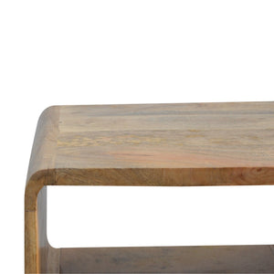 Curved Oak-ish Open Bedside Table