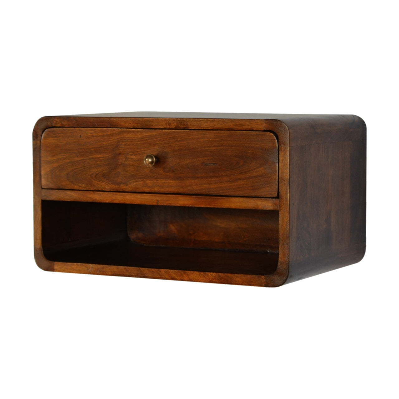 Curved Chestnut Floating Bedside Table