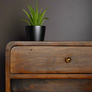 Curved Chestnut Floating Bedside Table