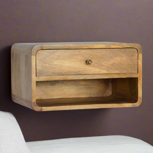 Curved Oak-ish Floating Bedside Table