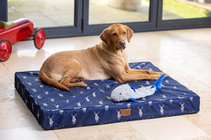Navy Stag Water Resistant Mattress Dog Bed