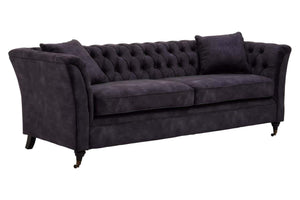 Lucinda Three Seater Grey Velvet Sofa