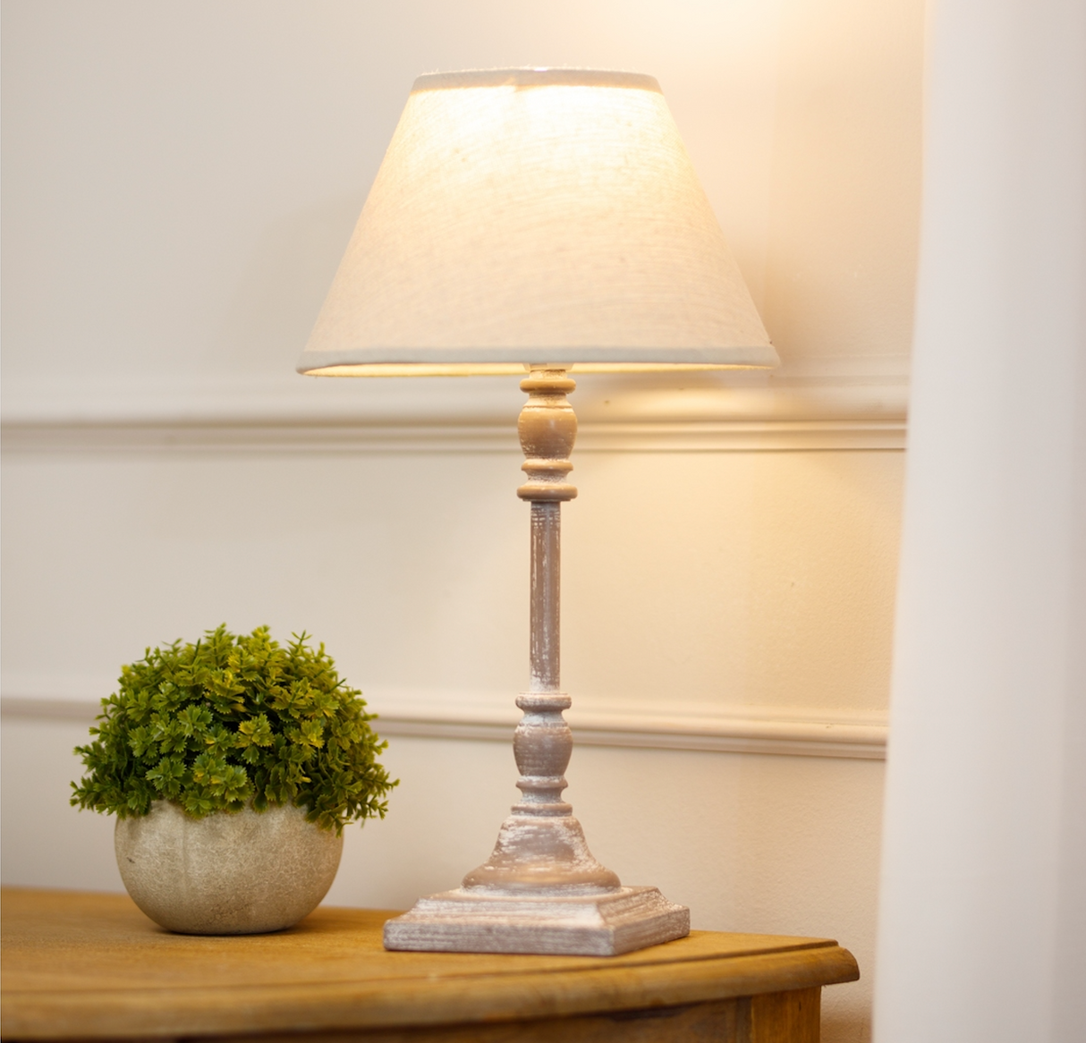 Antia Stem Table Lamp With Linen Shade