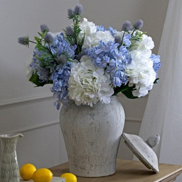 "Seas of Blue" Artificial Bouquet with Vase