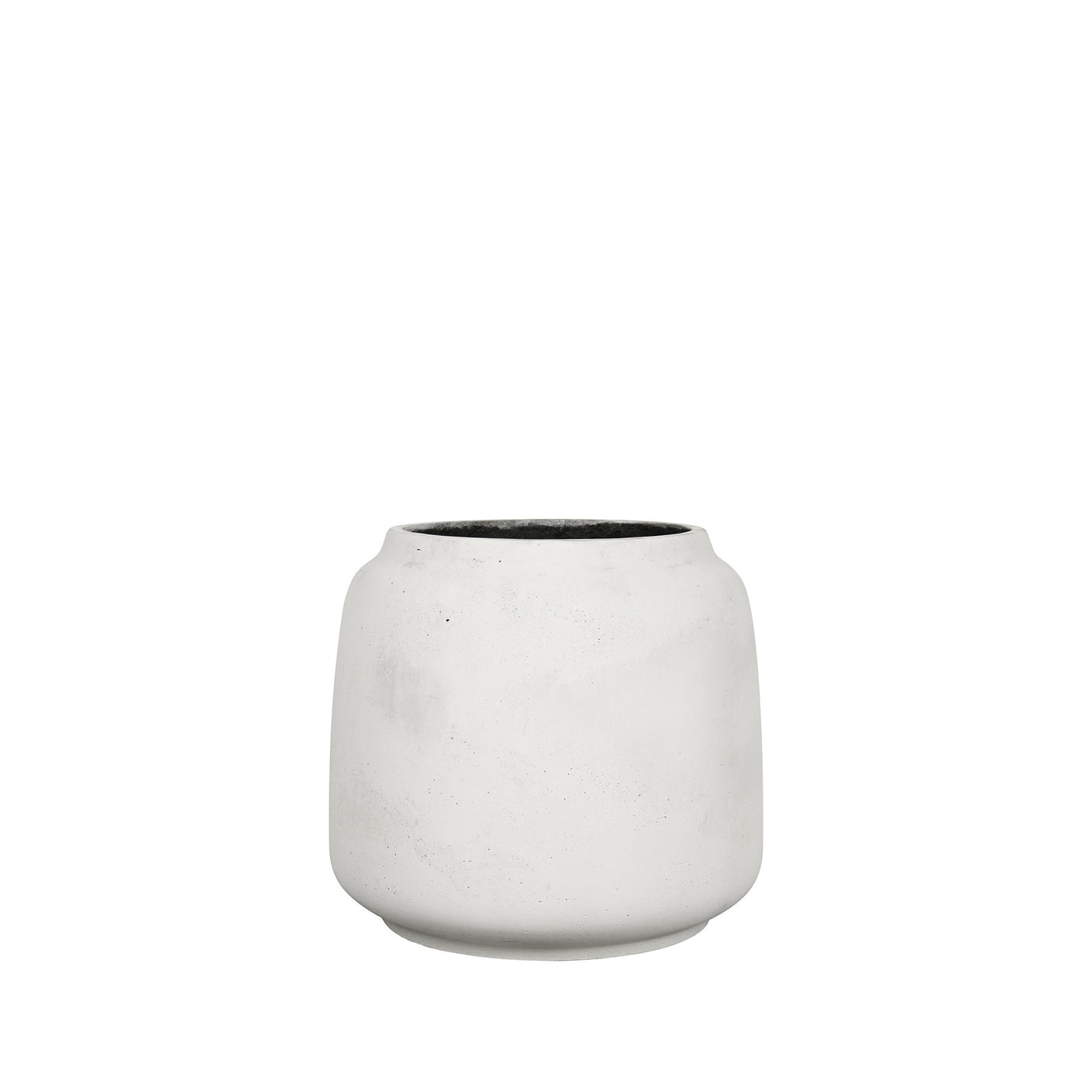 A small off-white textured outdoor planter against a white background