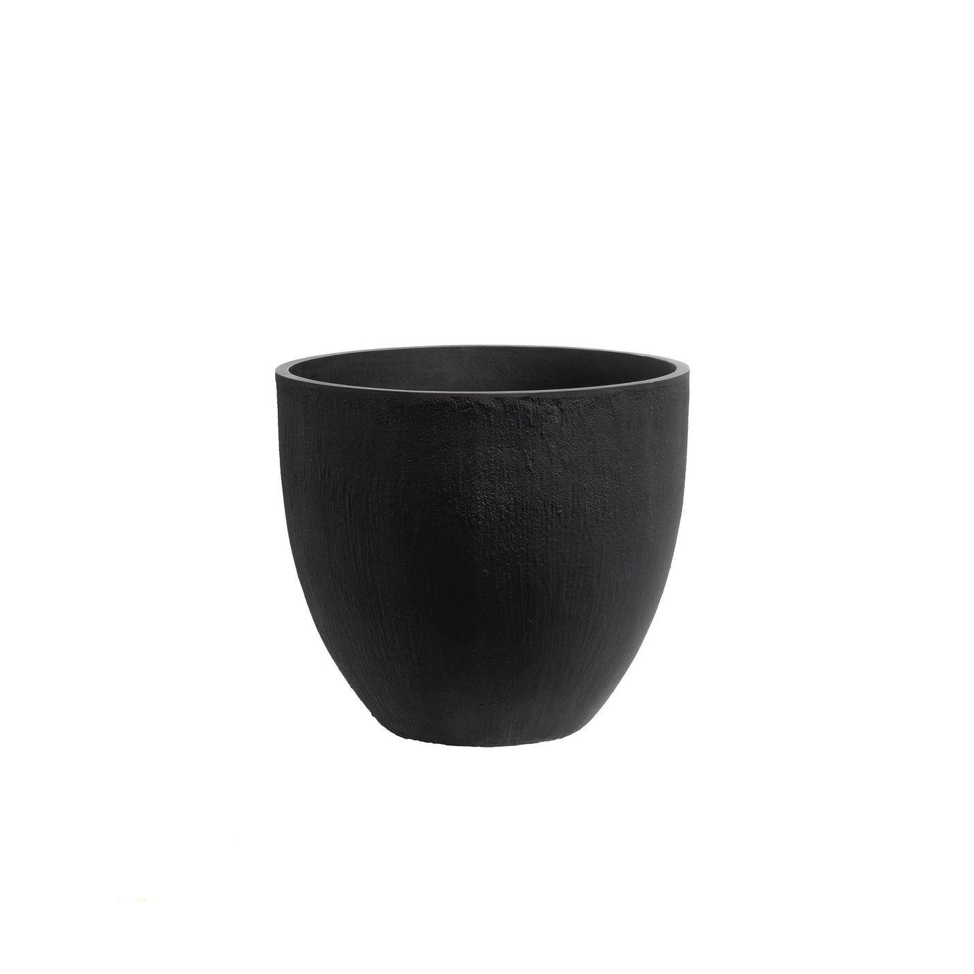 Black ceramic planter on a white background