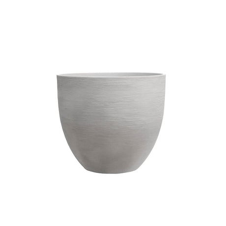 A light grey concrete planter pot with a textured finish, shown against a plain white background.