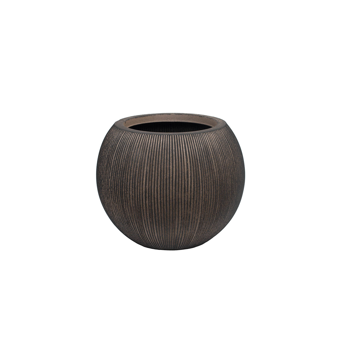 Round brown planter on a white background