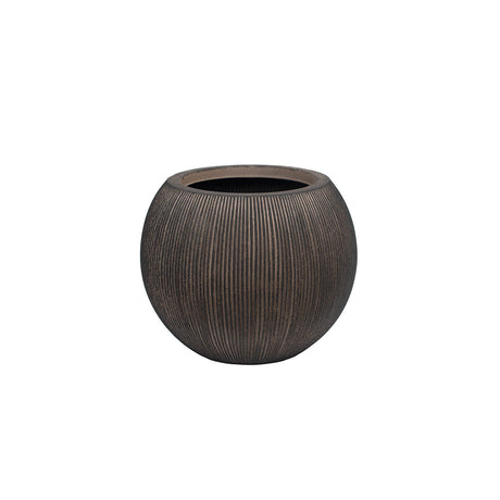 Round brown planter on a white background