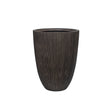 Dark brown planter with textured surface on a white background