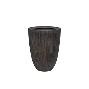 Textured dark brown planter on a white background
