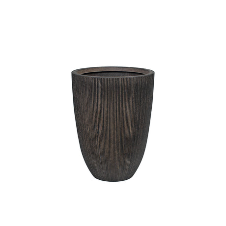 Textured dark brown planter on a white background