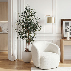 Artificial Olive Tree with Round White Planter